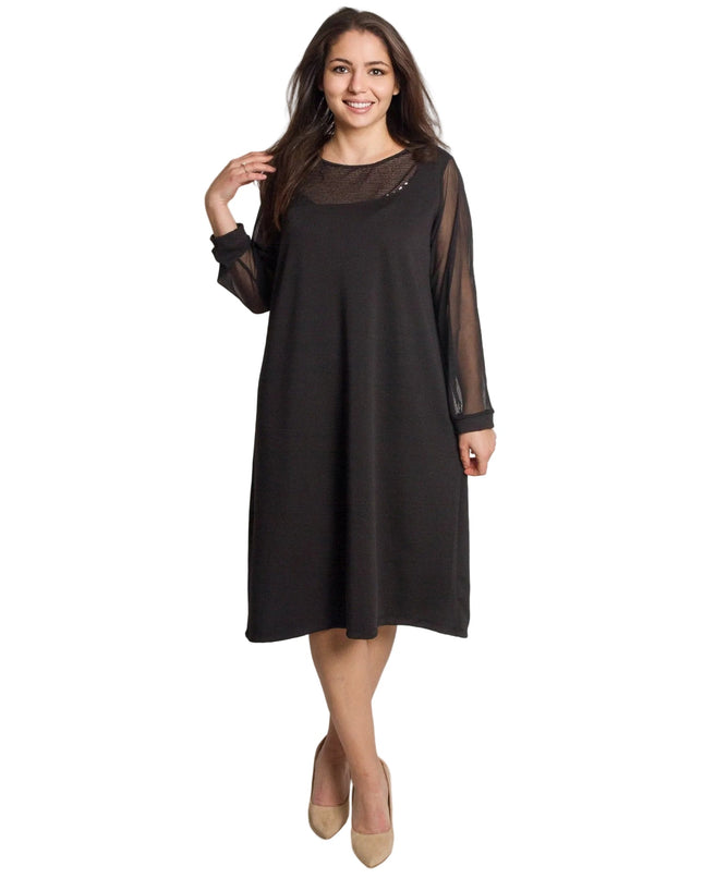 Επίσημο φόρεμα με τούλινα μανίκια και παγιέτες