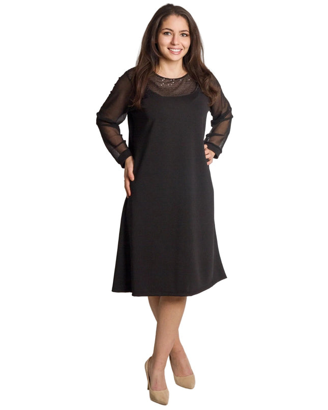 Επίσημο φόρεμα με τούλινα μανίκια και παγιέτες