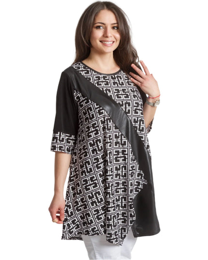 Μακριά Τουνίκ με 3/4 Μανίκια και Γεωμετρικό Σχέδιο