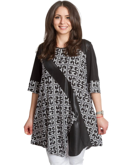 Μακριά Τουνίκ με 3/4 Μανίκια και Γεωμετρικό Σχέδιο