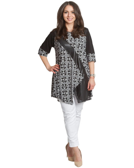 Μακριά Τουνίκ με 3/4 Μανίκια και Γεωμετρικό Σχέδιο