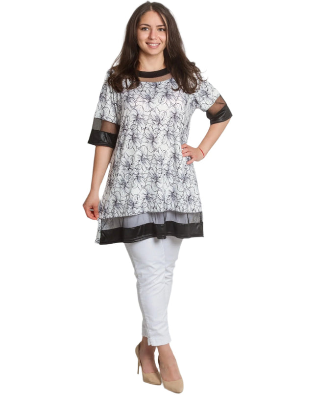 Μάξι Τουνίκ με Φλοράλ Σχέδιο και Δικτυωτά Στοιχεία