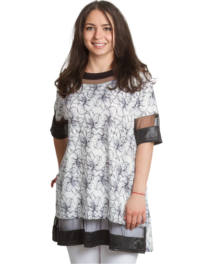 Μάξι Τουνίκ με Φλοράλ Σχέδιο και Δικτυωτά Στοιχεία