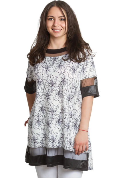 Μάξι Τουνίκ με Φλοράλ Σχέδιο και Δικτυωτά Στοιχεία