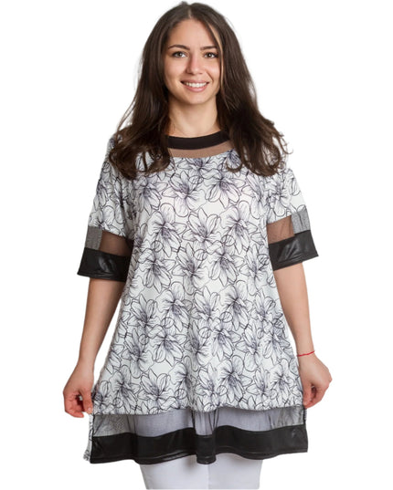 Μάξι Τουνίκ με Φλοράλ Σχέδιο και Δικτυωτά Στοιχεία