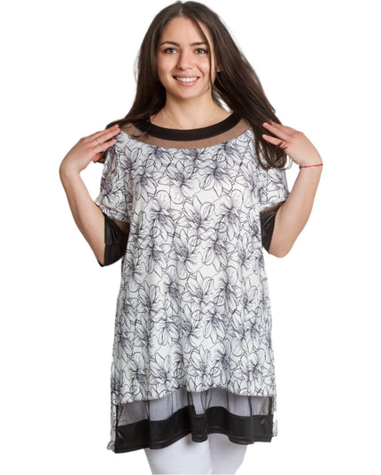 Μάξι Τουνίκ με Φλοράλ Σχέδιο και Δικτυωτά Στοιχεία