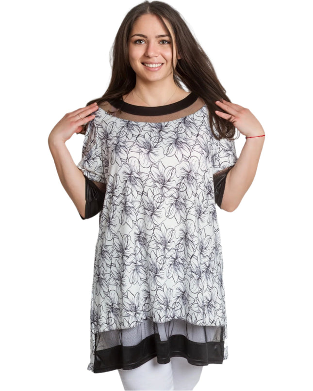 Μάξι Τουνίκ με Φλοράλ Σχέδιο και Δικτυωτά Στοιχεία