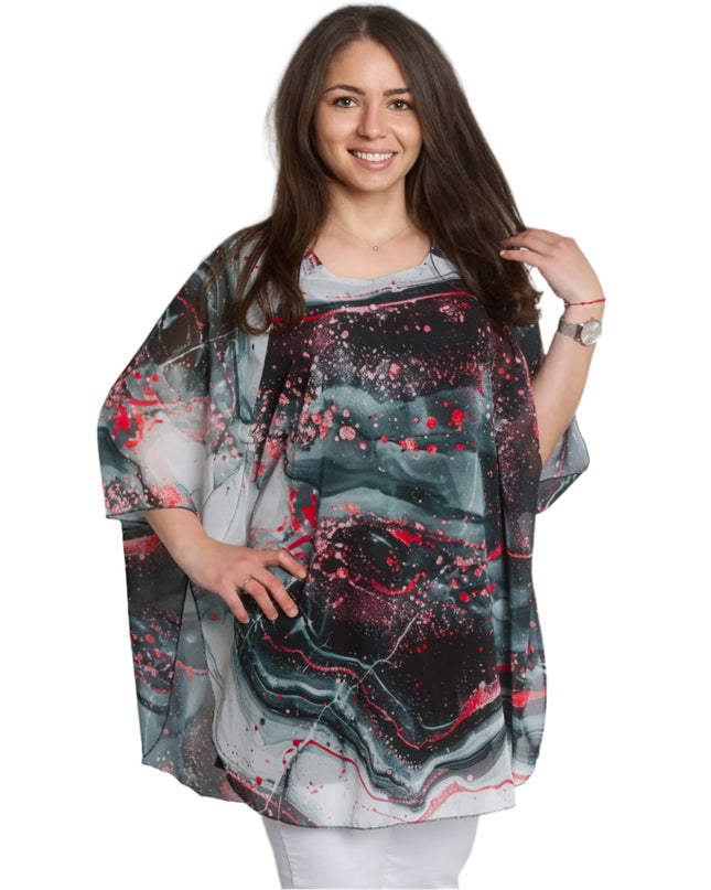 Επίσημη Σιφόν Μαξι Τουνίκ με Αφηρημένο Σχέδιο