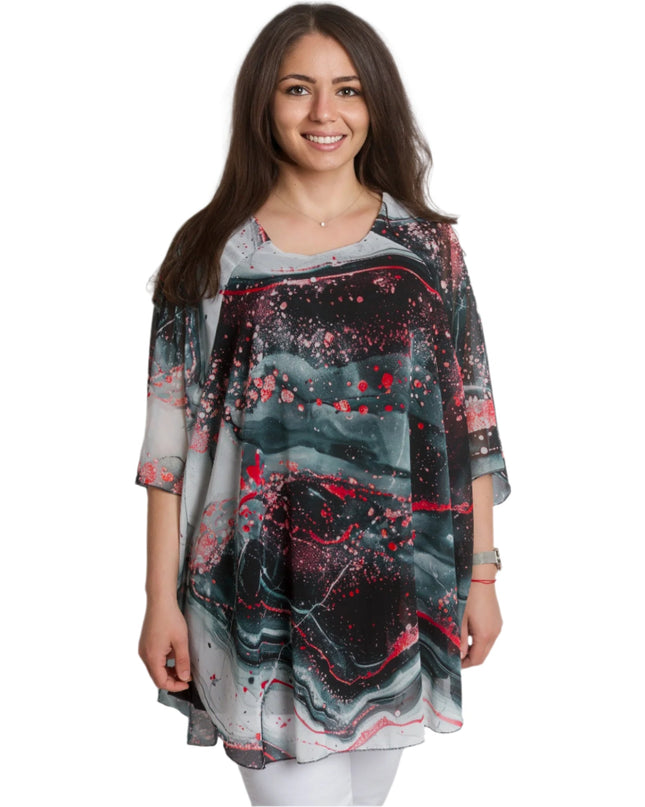 Επίσημη Σιφόν Μαξι Τουνίκ με Αφηρημένο Σχέδιο