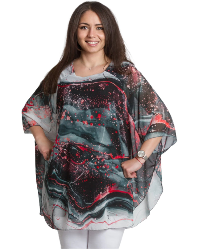 Επίσημη Σιφόν Μαξι Τουνίκ με Αφηρημένο Σχέδιο