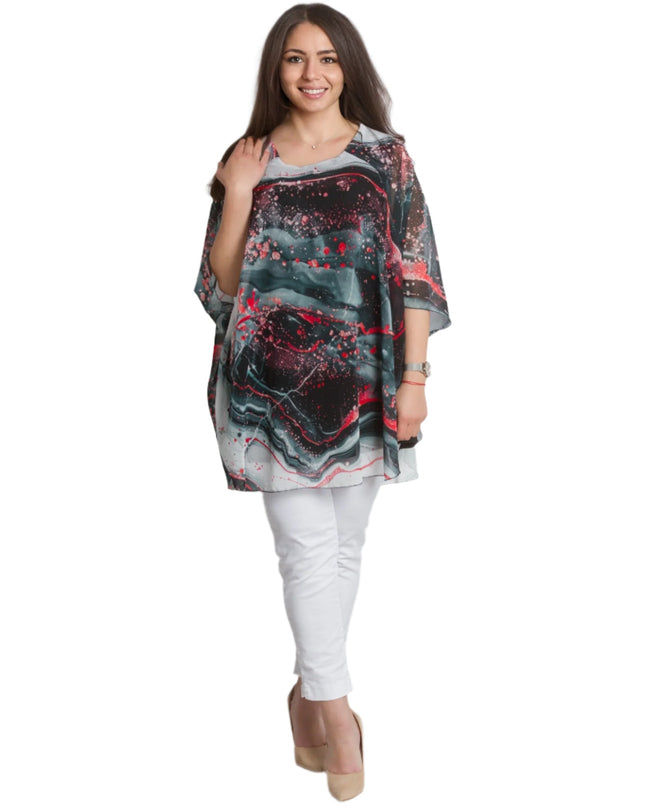 Επίσημη Σιφόν Μαξι Τουνίκ με Αφηρημένο Σχέδιο