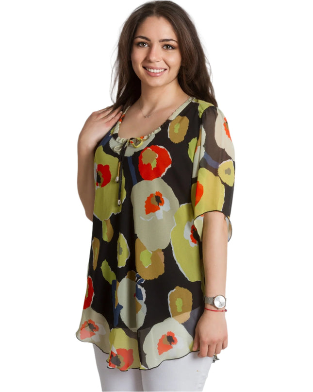 Σιφόν Τουνίκ με Φλοράλ Σχέδιο και Χαλαρό Στυλ