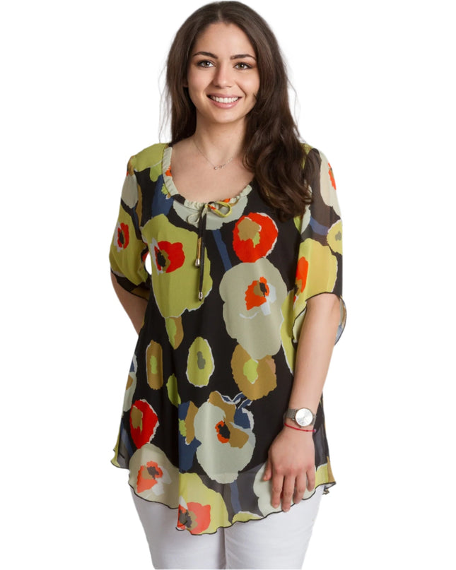 Σιφόν Τουνίκ με Φλοράλ Σχέδιο και Χαλαρό Στυλ