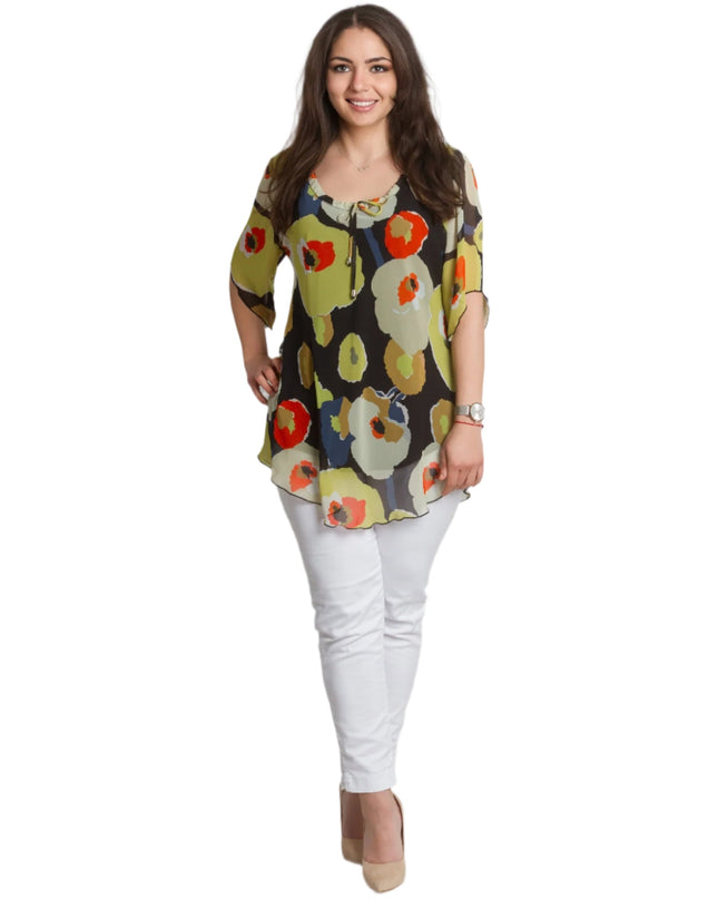 Σιφόν Τουνίκ με Φλοράλ Σχέδιο και Χαλαρό Στυλ