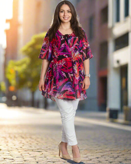 Κομψή Τουνίκ plus size με Εντυπωσιακό Φλοράλ Σχέδιο
