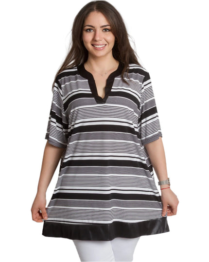 Κομψή Ριγέ Τουνίκ plus size