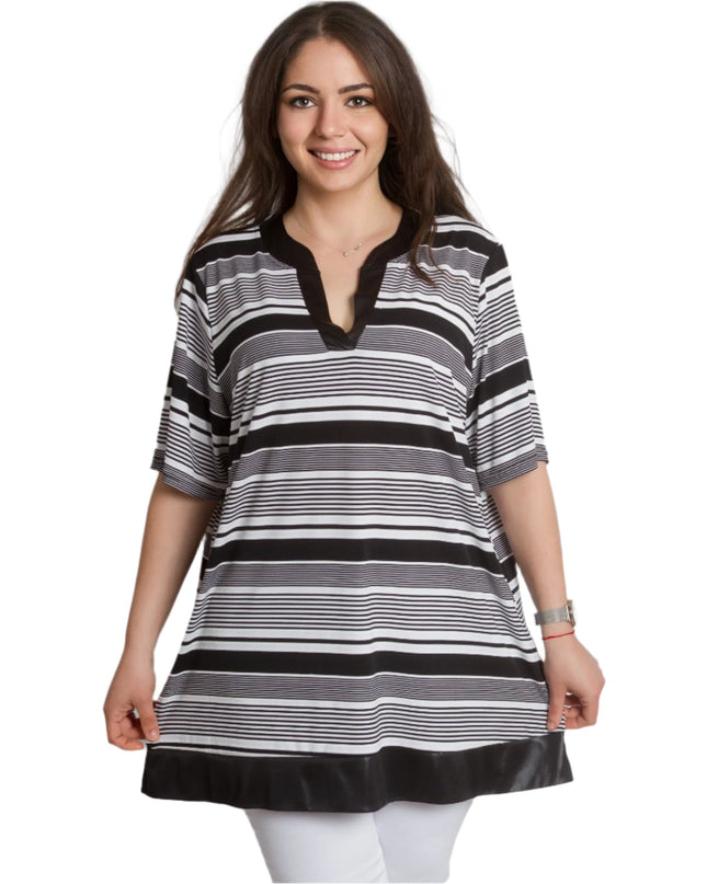 Κομψή Ριγέ Τουνίκ plus size