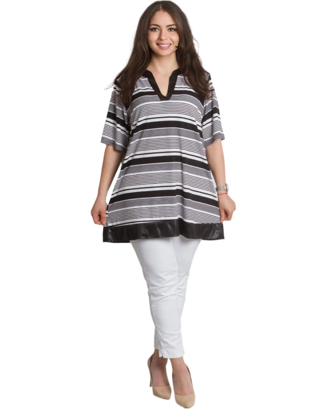 Κομψή Ριγέ Τουνίκ plus size