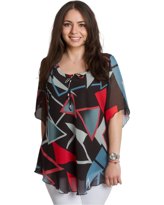 Σιφόν Τουνίκ με Γεωμετρικό Σχέδιο και Ελαφρύ Στυλ