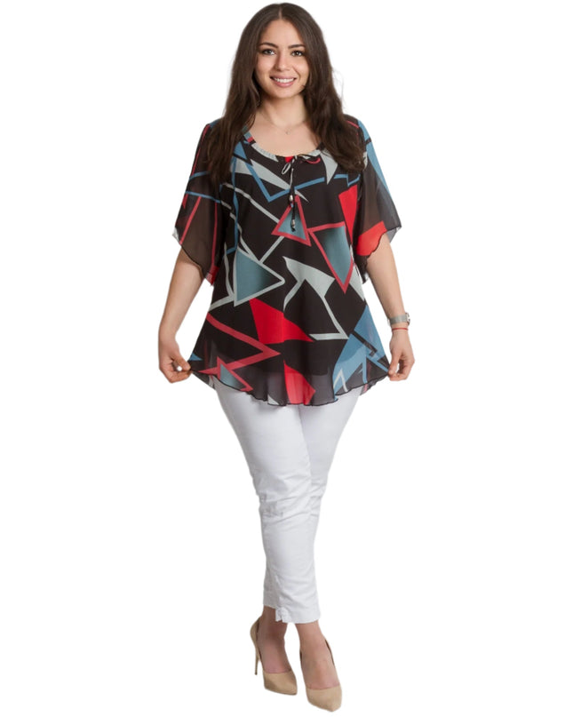 Σιφόν Τουνίκ με Γεωμετρικό Σχέδιο και Ελαφρύ Στυλ