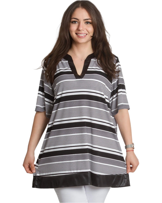 Κομψή Ριγέ Τουνίκ plus size