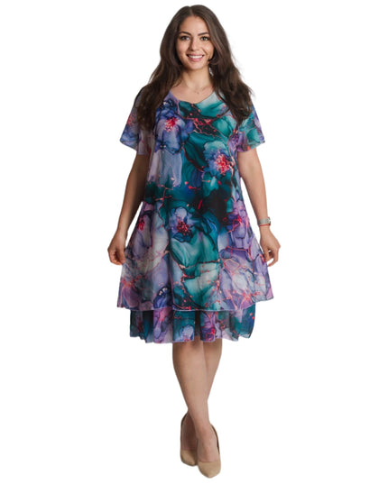 Καλοκαιρινό σιφόν φόρεμα σε άνετη γραμμή για μεγάλα μεγέθη