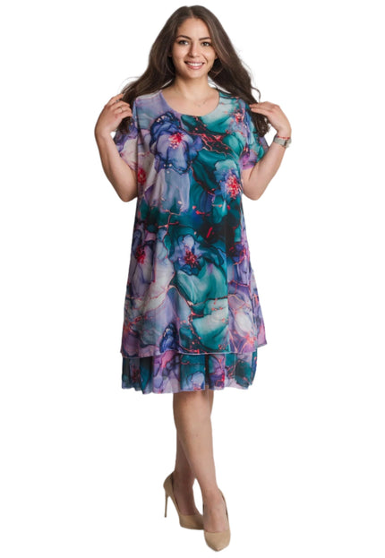 Καλοκαιρινό σιφόν φόρεμα σε άνετη γραμμή για μεγάλα μεγέθη