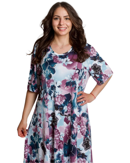 Φόρεμα Αέρινο με Λουλουδάτο Μοτίβο σε Μεγάλα Μεγέθη