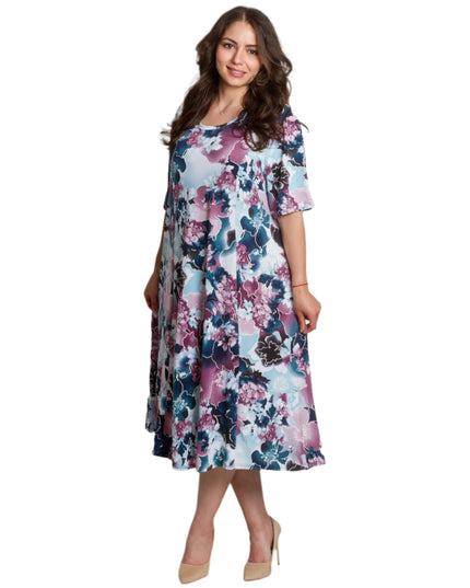 Φόρεμα Αέρινο με Λουλουδάτο Μοτίβο σε Μεγάλα Μεγέθη