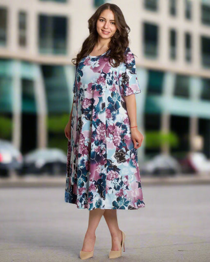 Φόρεμα Αέρινο με Λουλουδάτο Μοτίβο σε Μεγάλα Μεγέθη