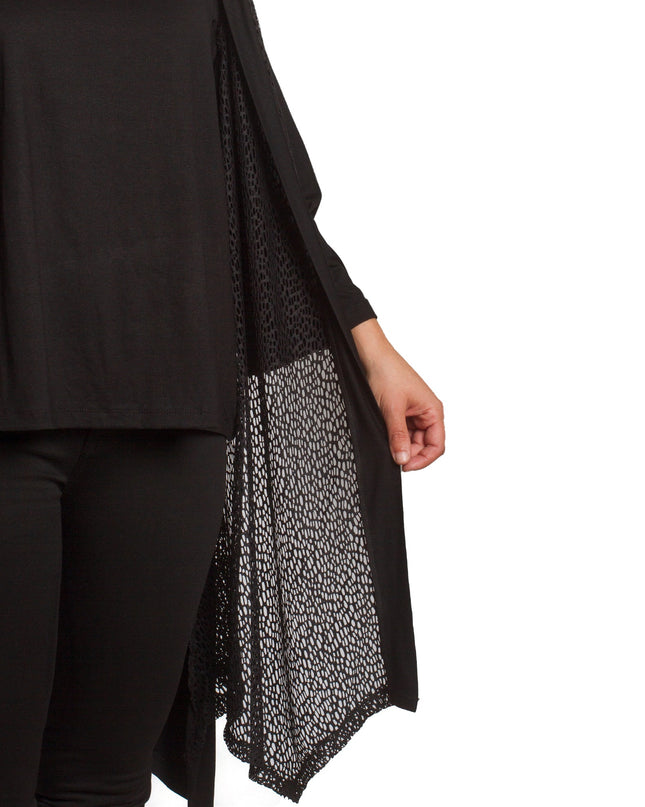 Κομψή μαύρη ζακέτα  άνετη γραμμή για μεγάλα μεγέθη