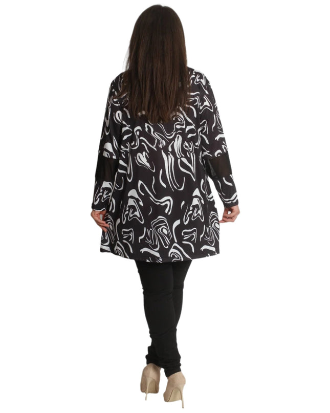 Γυναικεία Τουνίκ με Τούλι Μαύρο/Άσπρο - Κομψή Γραμμή