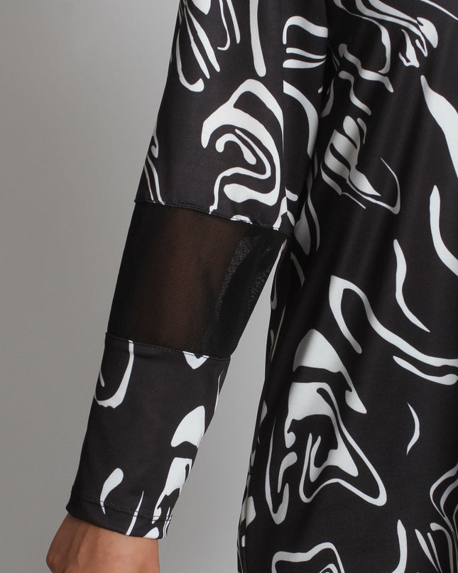 Γυναικεία Τουνίκ με Τούλι Μαύρο/Άσπρο - Κομψή Γραμμή