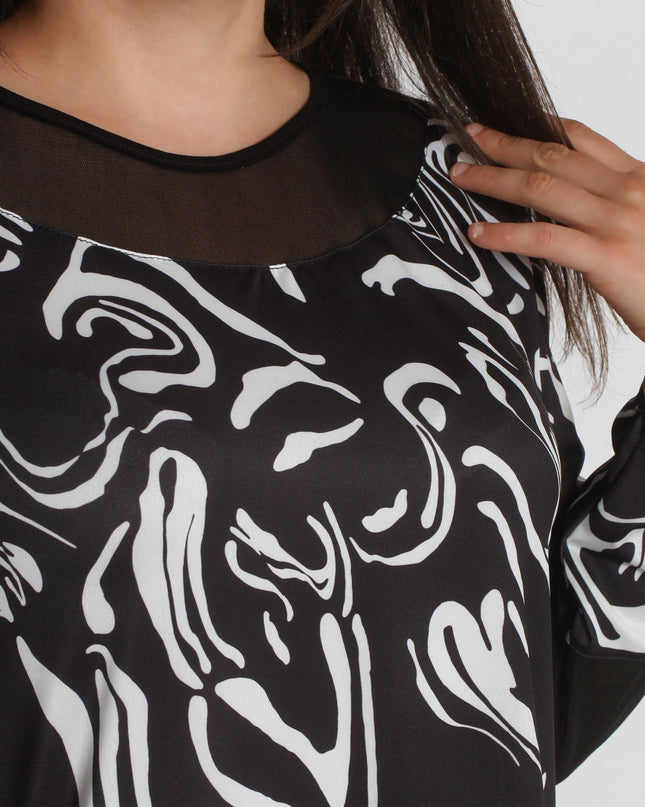 Γυναικεία Τουνίκ με Τούλι Μαύρο/Άσπρο - Κομψή Γραμμή