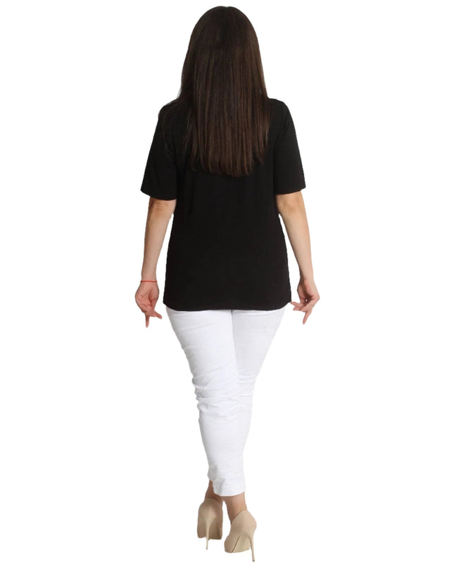 Μαύρη Μπλούζα με Δαντέλα - Χαλαρή Κοπή - Επίσημες Περιστάσεις - Άνοιξη-Καλοκαίρι