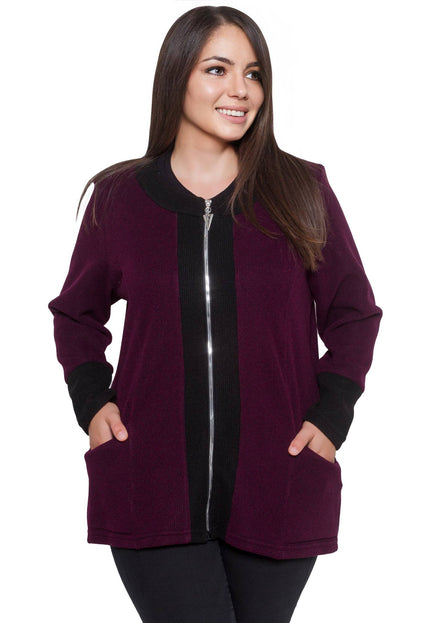 Ζακέτα Μπορντό Plus-Size - Επίσημη- Φερμουάρ - Φθινόπωρο-Χειμώνας