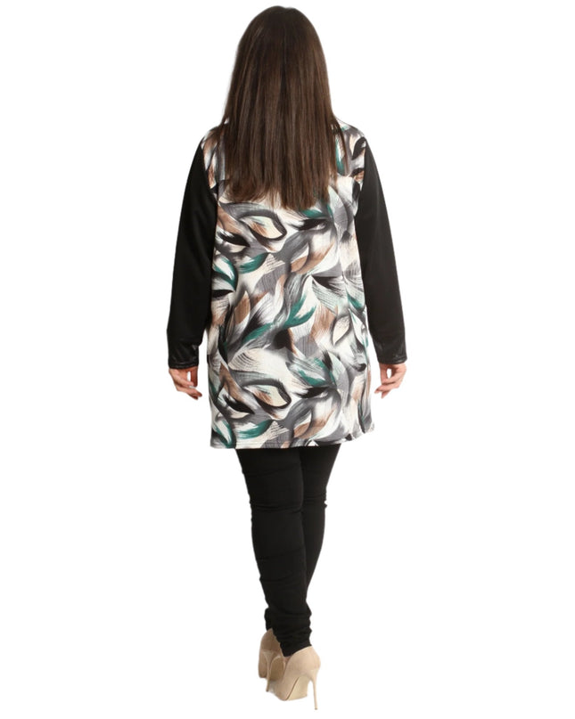 Дамска туника с джобче в абстрактен десен - Maxi Market