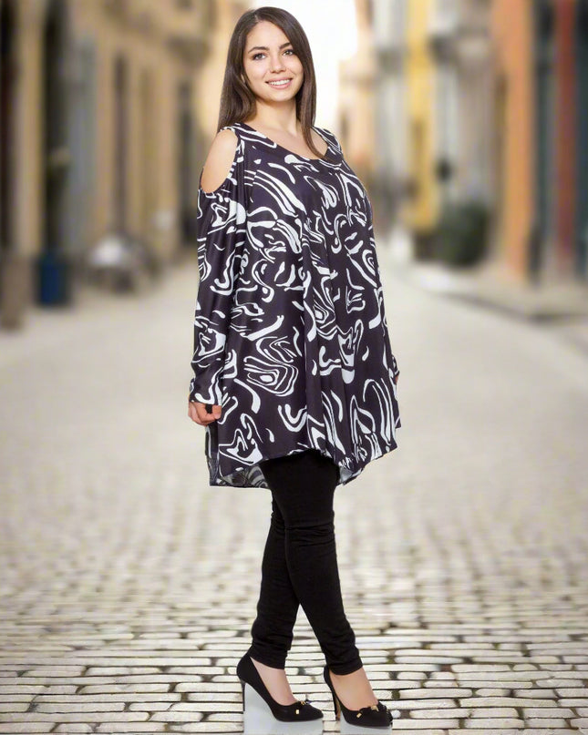 Κομψή ασπρόμαυρη Τουνίκ - Όλες οι Εποχές