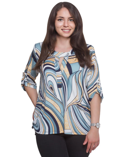 Дамска туника в макси размери - абстрактен принт - официални събития - цветна - Пролет - Лято - Maxi Market