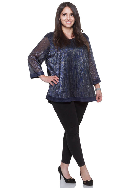 Τουνίκ Plus Size - Σκουρό Μπλε - Επίσημη - Χαλαρό Κόψιμο - Όλες οι Εποχές