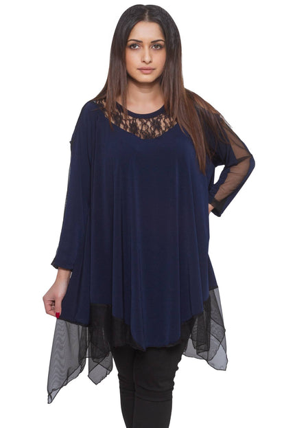 Τουνίκ Σκούρο Μπλε  - A-line - V-neck - Φθινόπωρο-Χειμώνας