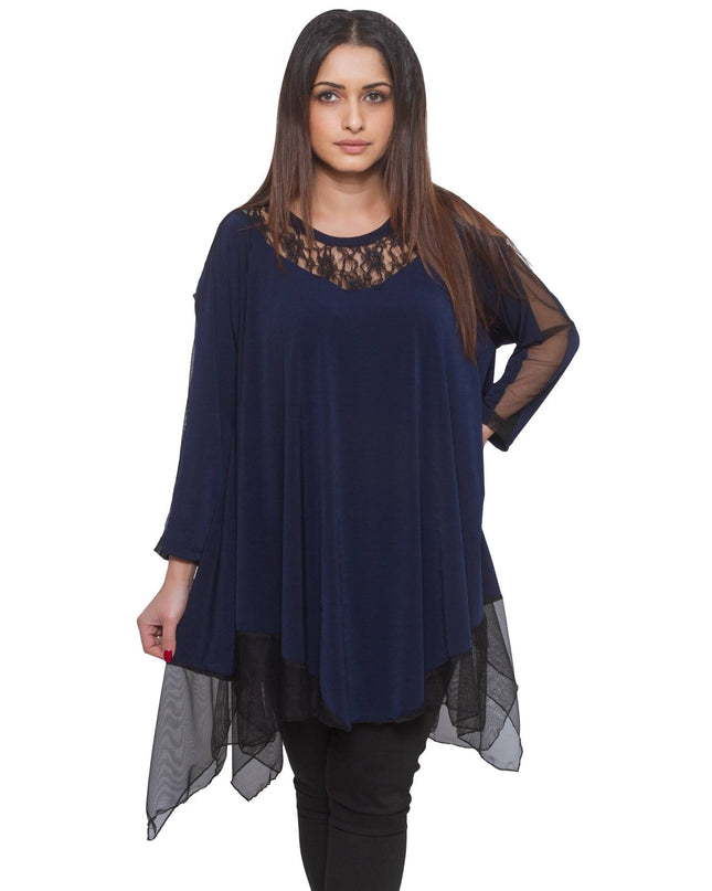 Τουνίκ Σκούρο Μπλε  - A-line - V-neck - Φθινόπωρο-Χειμώνας