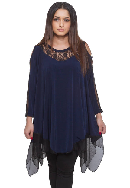 Τουνίκ Σκούρο Μπλε  - A-line - V-neck - Φθινόπωρο-Χειμώνας