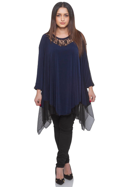 Τουνίκ Σκούρο Μπλε  - A-line - V-neck - Φθινόπωρο-Χειμώνας