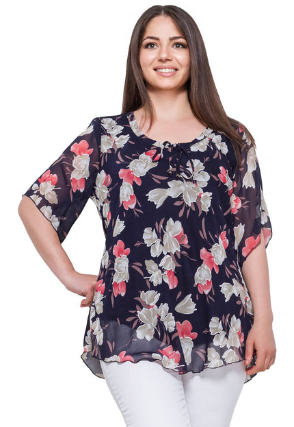 Τουνίκ Plus-Size - Σκούρο Μπλε - Άνοιξη-Καλοκαίρι