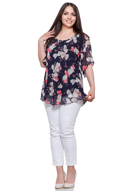 Τουνίκ Plus-Size - Σκούρο Μπλε - Άνοιξη-Καλοκαίρι