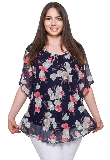Τουνίκ Plus-Size - Σκούρο Μπλε - Άνοιξη-Καλοκαίρι