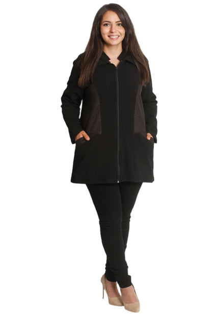 Γυναικεία Μαύρη Ζακέτα Plus Size με Φερμουάρ