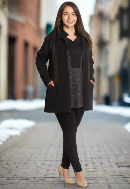 Γυναικεία Μαύρη Ζακέτα Plus Size με Φερμουάρ