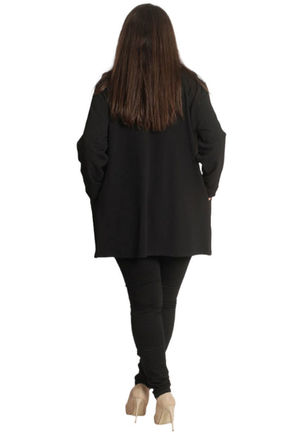 Γυναικεία Μαύρη Ζακέτα Plus Size με Φερμουάρ